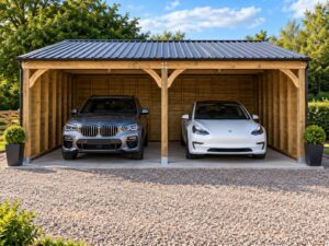 6m x 6m double timber carport by Hunter Stables