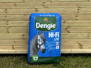 Dengie Hi-fi Lite bag leaning against a timber stable building