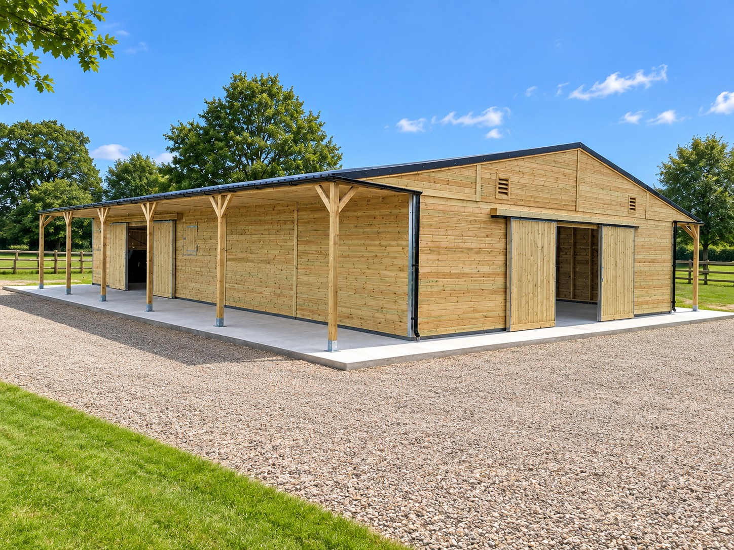 60 x 36 American Barn with 6' Overhang either side