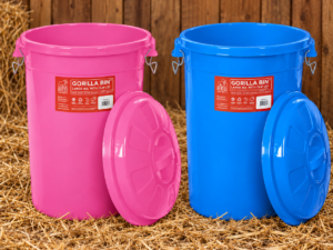 Red Gorilla Bin with Lid 30L in Pink and Blue