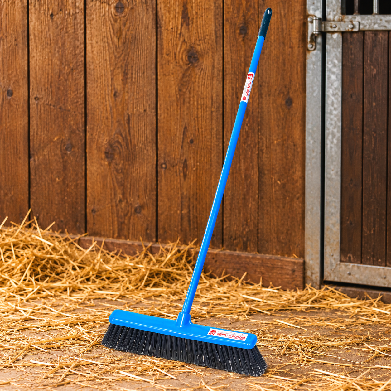 Red Gorilla Gorilla Broom 50cm Hard Bristle in Blue in a stable setting