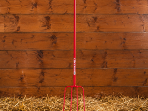 Red Gorilla 4 Prong Manure Fork with Long Shaft in Red