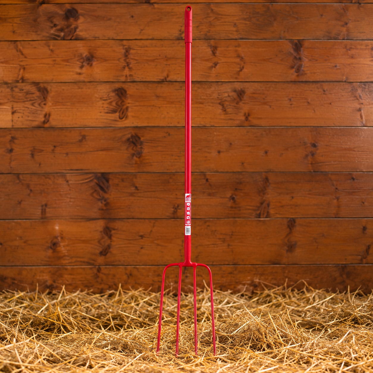 Red Gorilla 4 Prong Manure Fork with Long Shaft in Red