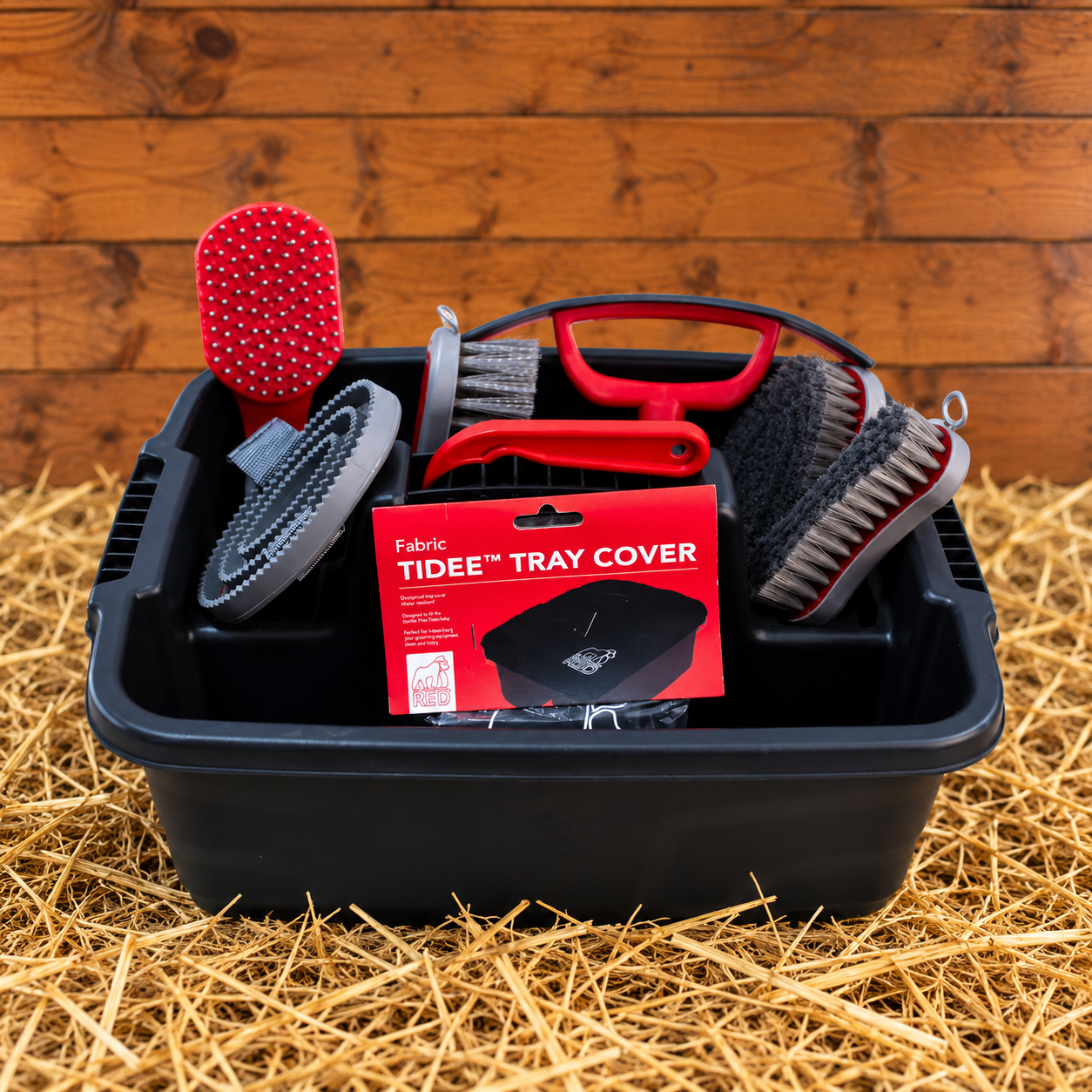 Red Gorilla Tidee Tray Grooming Kit with brushes and grooming tools